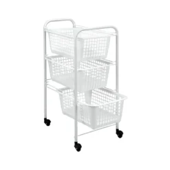 Carrello Organizer 3 Ripiani Scaffale con Ruote Cucina Bagno Ufficio Scorrevole