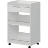 Carrello per Cucina Mobile Multiuso Ruote Bianco 1 Cassetto 2 Ripiani