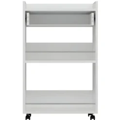 Carrello per Cucina Mobile Multiuso Ruote Bianco 1 Cassetto 2 Ripiani