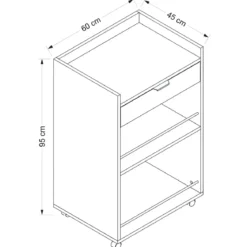 Carrello per Cucina Mobile Multiuso Ruote Bianco 1 Cassetto 2 Ripiani