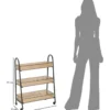 Carrello Portapiante con Ruote 3 Ripiani in Metallo Beige Nero