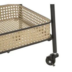 Carrello Portapiante con Ruote 3 Ripiani in Metallo Beige Nero