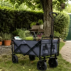 Carrello Portatutto Pieghevole Tuttofare in Acciaio Tessuto con Manico