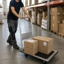 Carrello Portatutto Pieghevole in Acciaio con Pedana Portata 150kg
