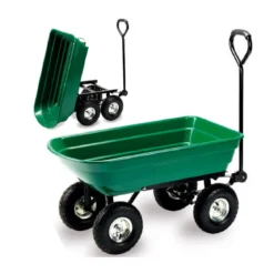 Carrello Portatutto 4 ruote Sterzanti Ribaltabile Carretto da Giardino Rimorchio