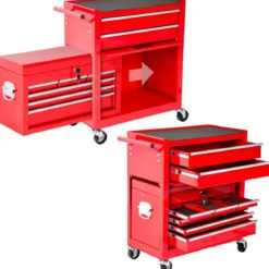 Carrello Porta utensili Attrezzi da Officina Multiuso 8 Cassetti Ruote Meccanico