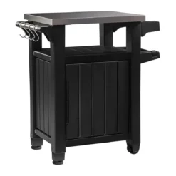 Carrello Tavolino Barbecue Tavolo con Ruote Inox Grafite Bbq Acciaio da Esterno