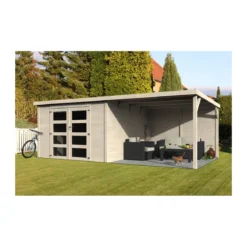 Casa Tettoia Block House 580x300 Legno 28 mm Giardino Parcheggio Auto Moto Bici