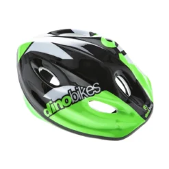 Casco da Bici Bambino Verde Nero Dino Bike Bimbo Bicicletta Pattini Monopattino