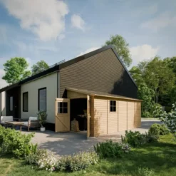 Casetta Addossata da Giardino in Legno Chiusa 2x5 m Pavimento 10 m2