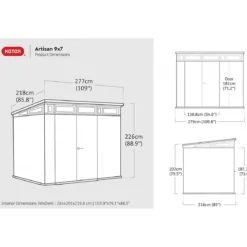 Casetta Artisan 9x7 Keter 277x216 cm Addossata con Pavimento Interno