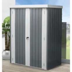Casetta Big Box Giardino 140x81x180H cm Acciaio Antracite Doppia Porta