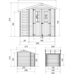 Casetta con Legnaia 272x206x218 cm Box in Legno