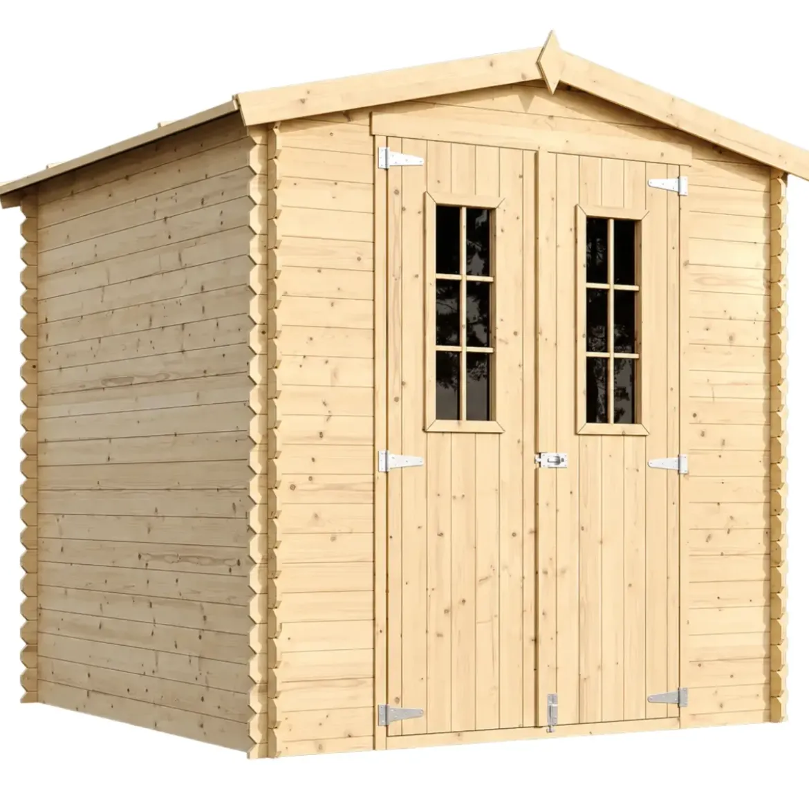 Casetta da Esterno in Legno 2x2 m Doppia Porta Finestrata Deposito