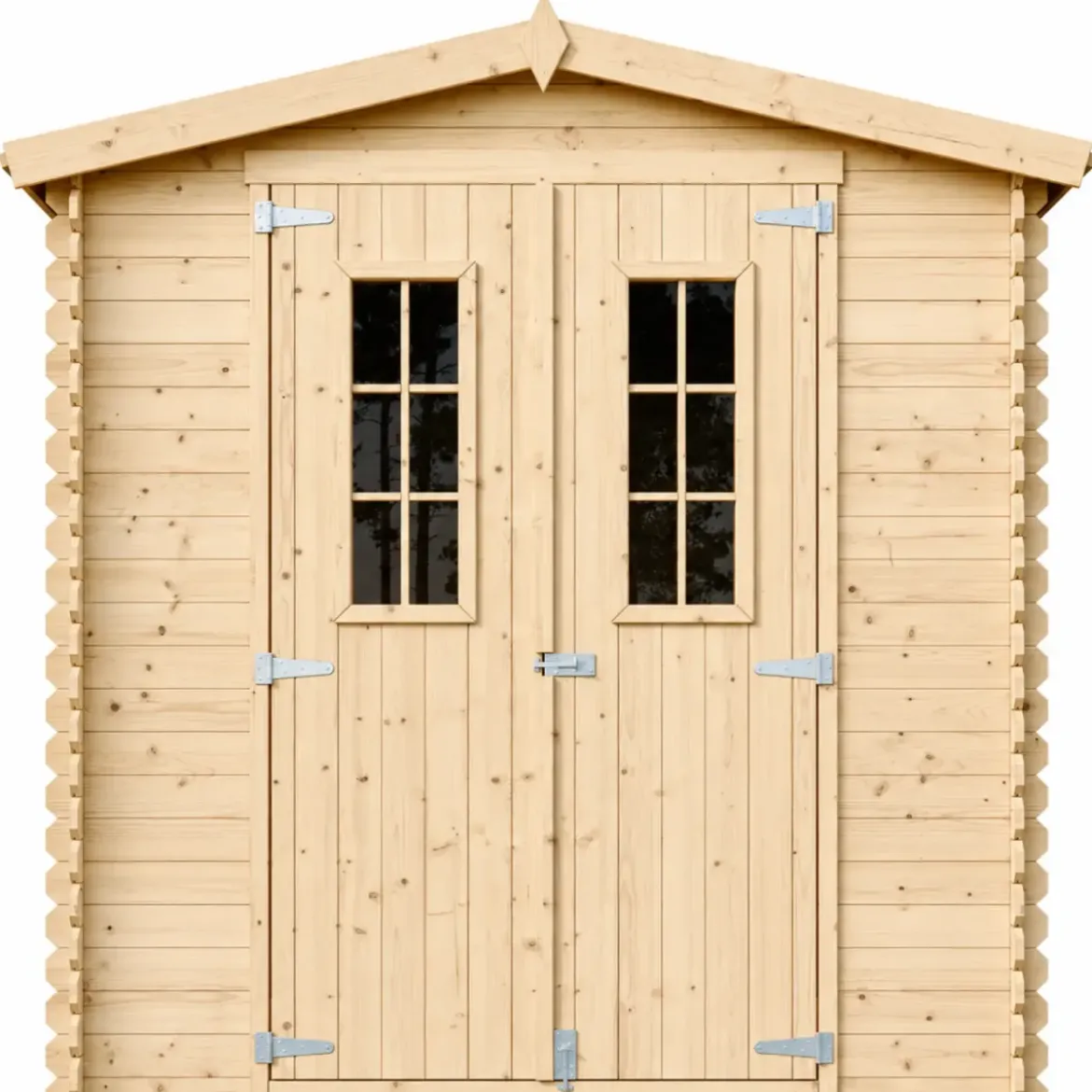 Casetta da Esterno in Legno 2x2 m Doppia Porta Finestrata Deposito