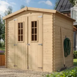 Casetta da Esterno in Legno 2x2 m Porta Finestrata Deposito Pavimento