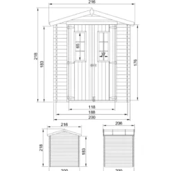 Casetta da Esterno in Legno 2x2 m Porta Finestrata Deposito Pavimento