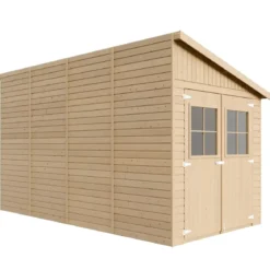 Casetta da Giardino Addossata 2x4 m in Legno 17 mm Porte con Finestre