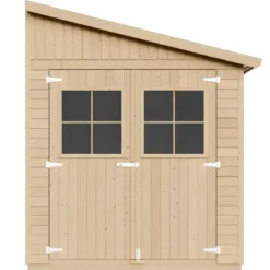 Casetta da Giardino Addossata 2x4 m in Legno 17 mm Porte con Finestre
