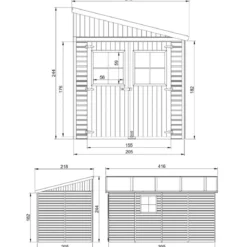 Casetta da Giardino Addossata 2x4 m in Legno 17 mm Porte con Finestre