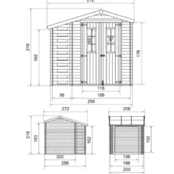 Casetta da Giardino con Legnaia in Legno 19 mm 256x200 cm Pavimento