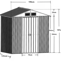 Casetta da Giardino in Acciaio Zincato 195x131 cm Doppia Porta Box