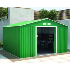 Casetta da Giardino in Lamiera 341x322x211 cm Box Porta Attrezzi