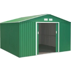 Casetta da Giardino in Lamiera 341x322x211 cm Box Porta Attrezzi