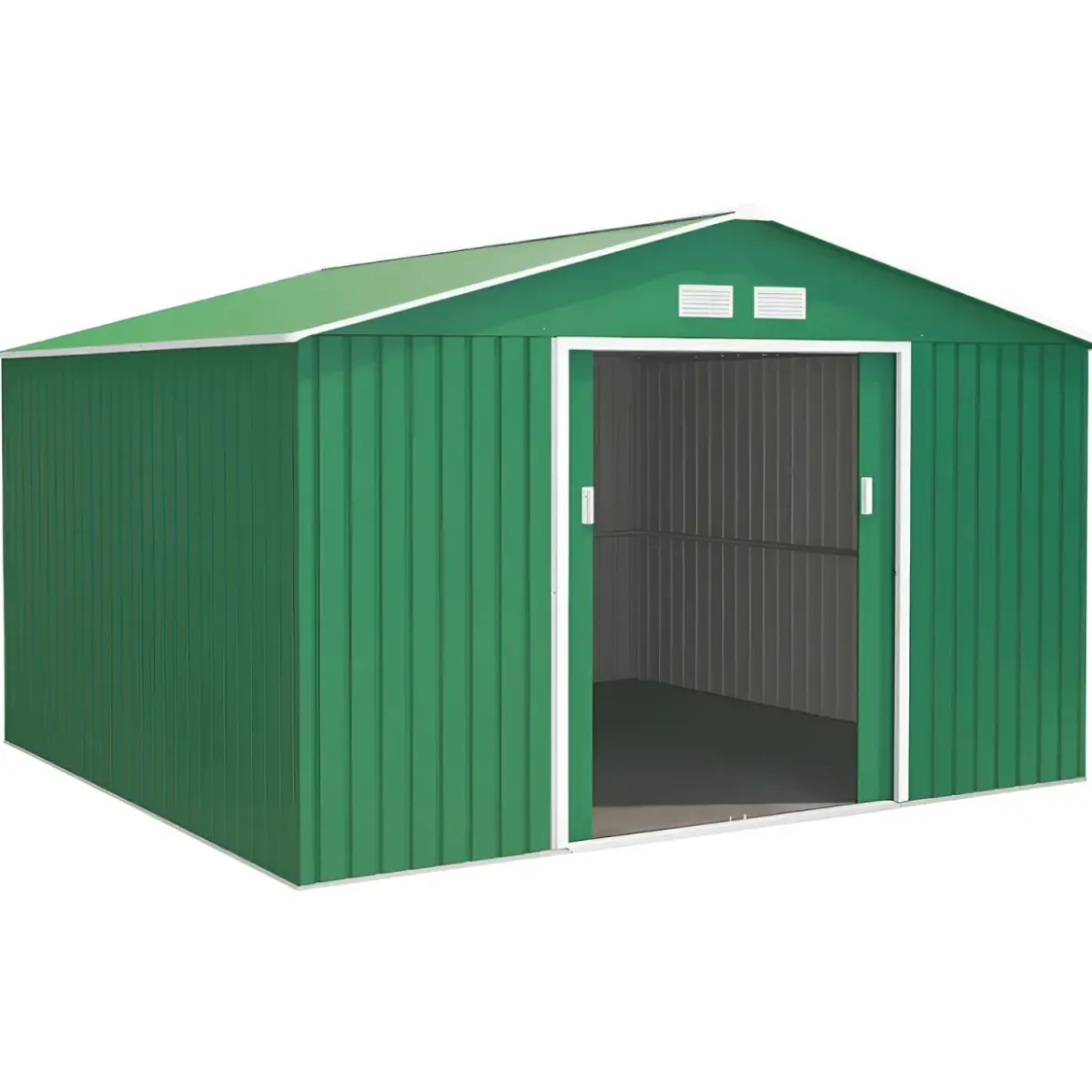 Casetta da Giardino in Lamiera 341x322x211 cm Box Porta Attrezzi