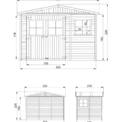 Casetta da Giardino in Legno Grezzo 3x2 m 6 m2 Box Deposito Attrezzi