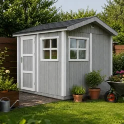 Casetta da Giardino in Legno Grigio Chiaro 236x250 cm 6 m2 Pavimento