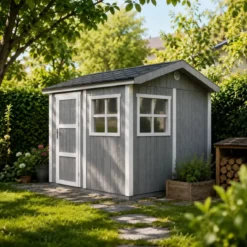 Casetta da Giardino in Legno Grigio Scuro 236x250 cm 6 m2 Pavimento