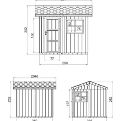 Casetta da Giardino in Legno Grigio Scuro 236x250 cm 6 m2 Pavimento