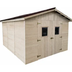 Casetta da Giardino in Legno Grezzo 3x4 m Pannelli 16 mm Porta Doppia