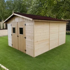 Casetta da Giardino in Legno Grezzo 3x4 m Pannelli 16 mm Porta Doppia