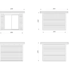Casetta da Giardino in Legno 28 mm 285x291 cm Porta a Vetro Scorrevole