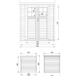Casetta da Giardino in Legno 2x2 19 mm Pavimento Porta con Serratura