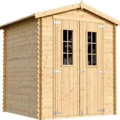 Casetta da Giardino in Legno 180x180 Tetto OSB Doppia Porta 19 mm