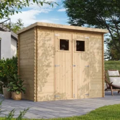 Casetta da Giardino in Legno 235x130 cm Porte Finestrate 19 mm