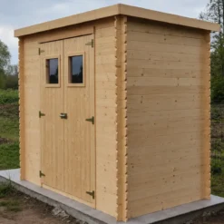 Casetta da Giardino in Legno 235x130 Pavimento Porte Finestrate 19 mm
