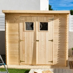 Casetta da Giardino in Legno 235x130 Pavimento Porte Finestrate 19 mm