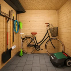 Casetta da Giardino in Legno 235x130 Pavimento Porta con Serratura