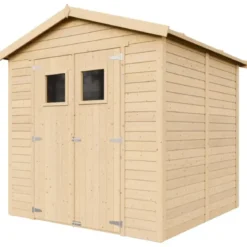 Casetta da Giardino in Legno 2x2m 4 m2 Pavimento Doppia Porta Vetrata
