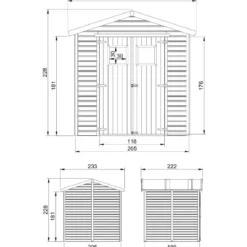 Casetta da Giardino in Legno 2x2m 4 m2 Pavimento Doppia Porta Vetrata