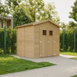Casetta da Giardino in Legno 2x2m 4 m2 Pavimento Doppia Porta Vetrata