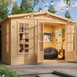 Casetta da Giardino in Legno 3x2 m con Pavimento Doppia Porta Finestre