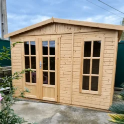 Casetta da Giardino in Legno 3x2 m con Pavimento Doppia Porta Finestre