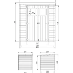 Casetta da Giardino in Legno 2x2 19 mm con Pavimento Doppia Porta