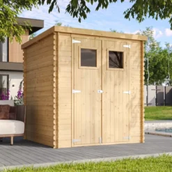 Casetta da Giardino in Legno 2x2 19 mm con Pavimento Doppia Porta