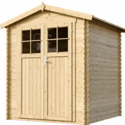 Casetta da Giardino in Legno 180x180 Doppia Porta con Serratura Chiave